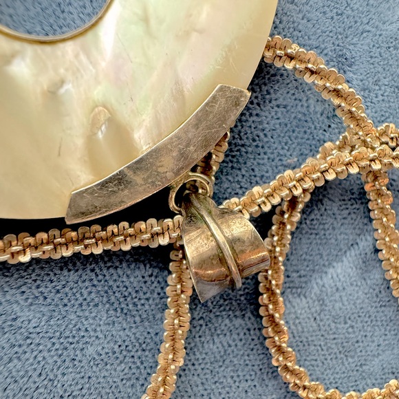 Vintage Mother of Pearl Sterling Silver 925 Pendant. Leaves & dotted design - Picture 9 of 13